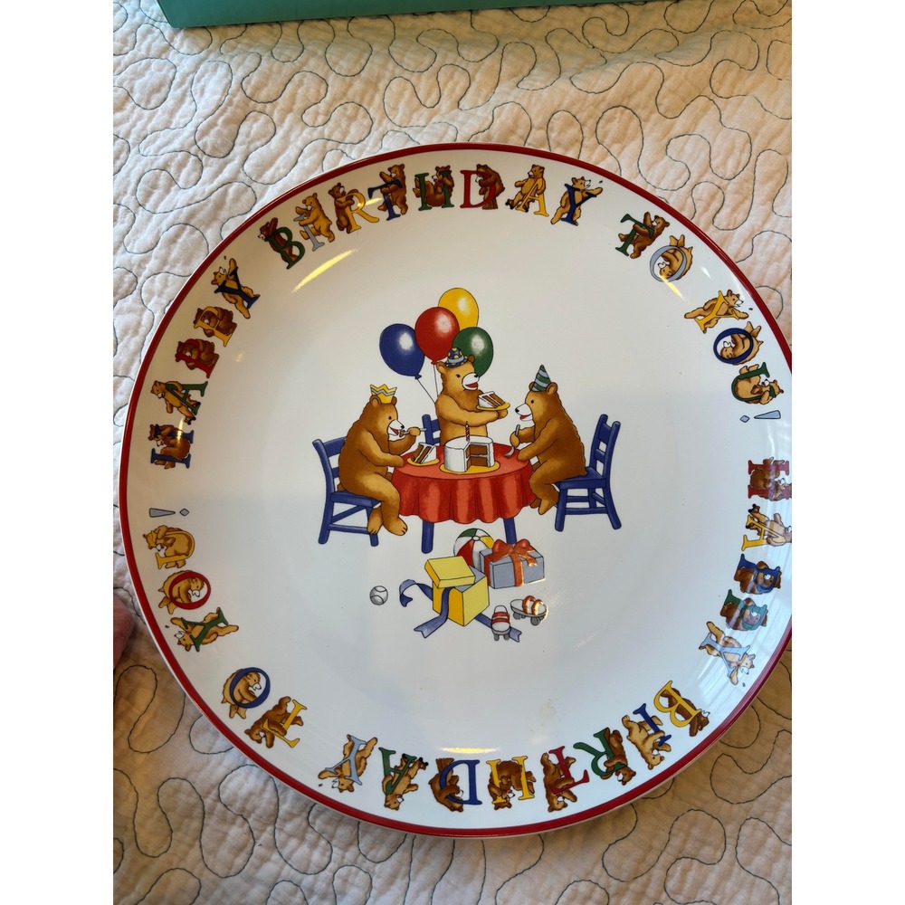 Tiffany & Co Birthday Bears Porcelain Plate with Box Made in Japan 1997 - Picture 3 of 7